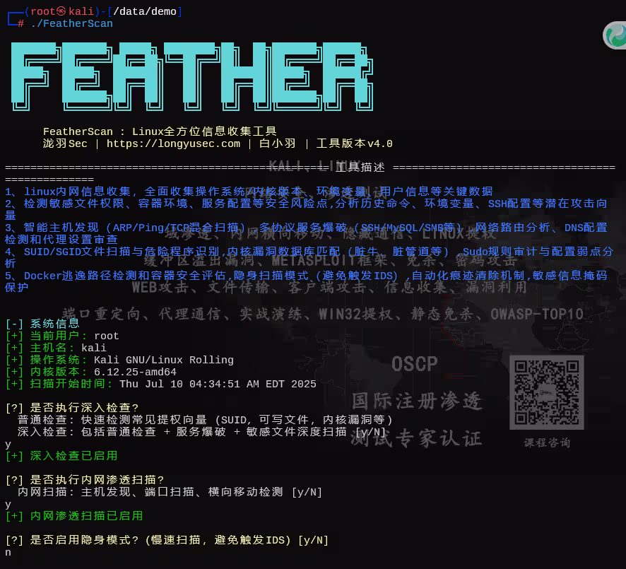 FeatherScan v4.0 - 适用于Linux的全自动内网信息收集工具-泷羽Sec