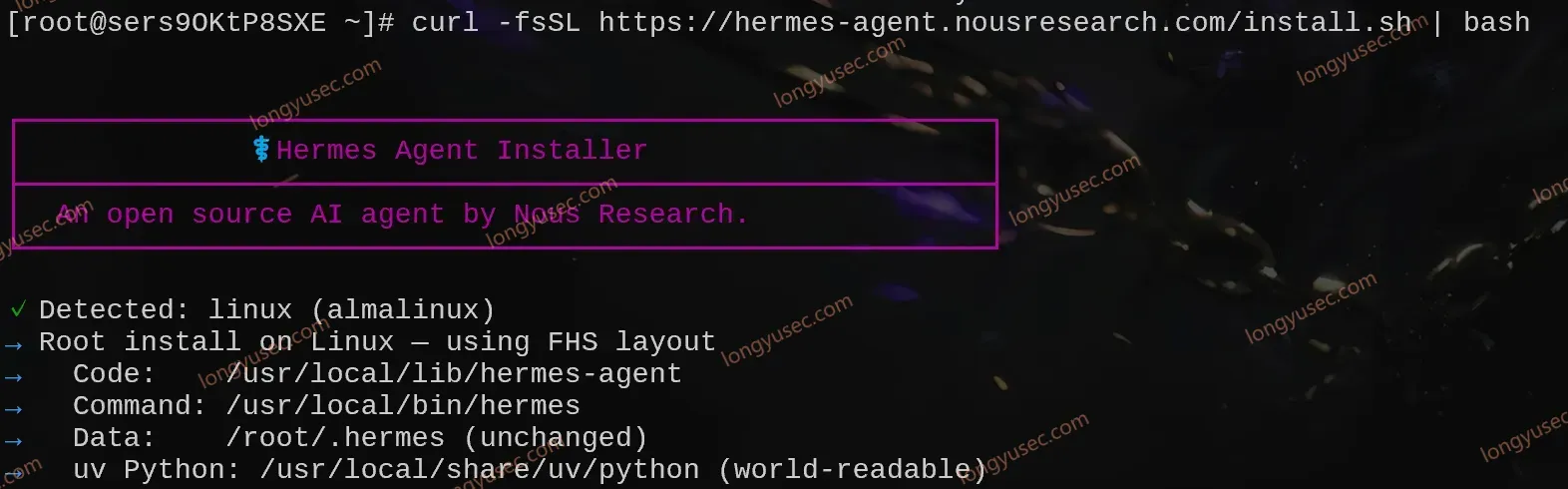 linux安装hermes，配置飞书机器人-泷羽Sec