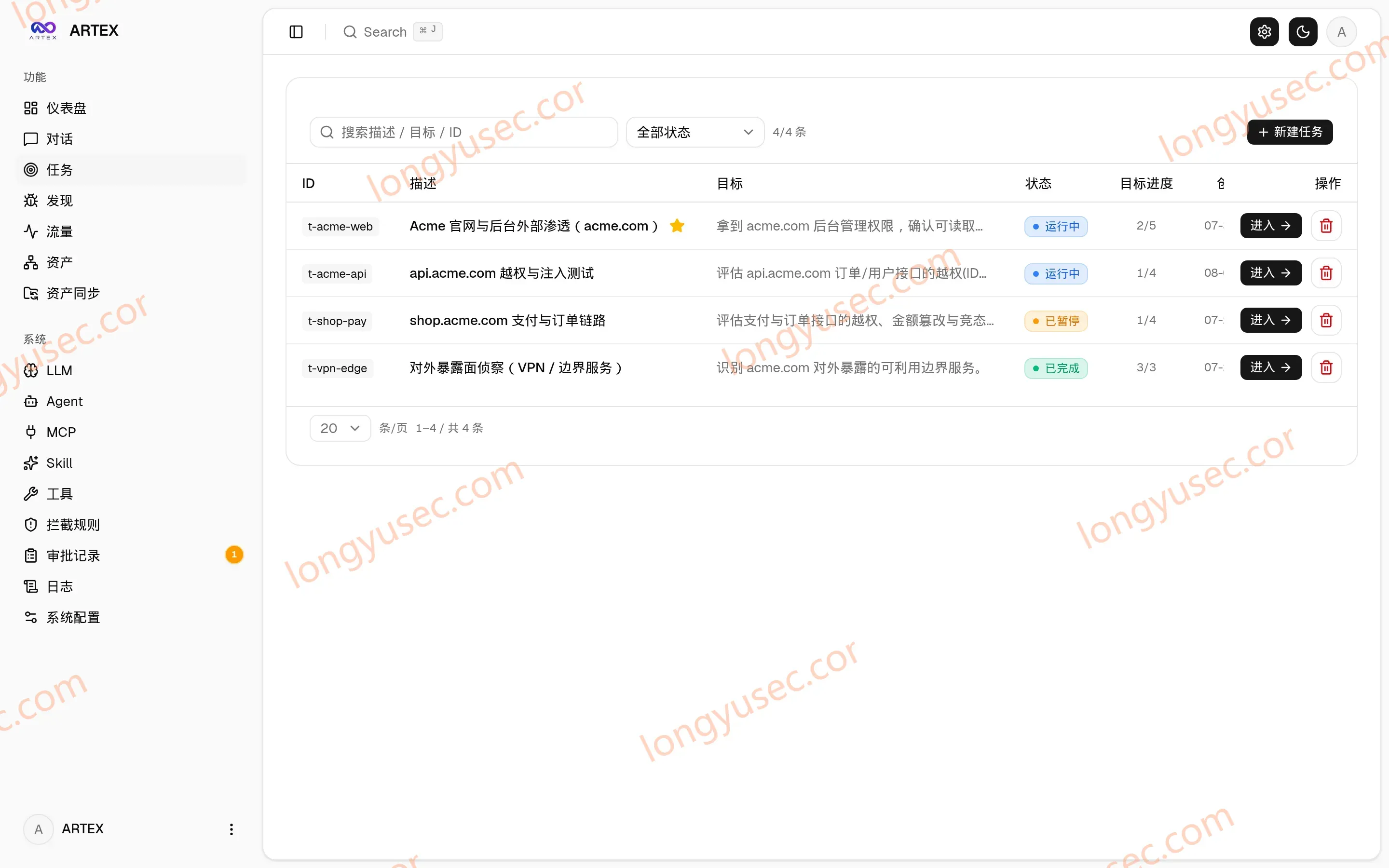 ARTEX 任务列表